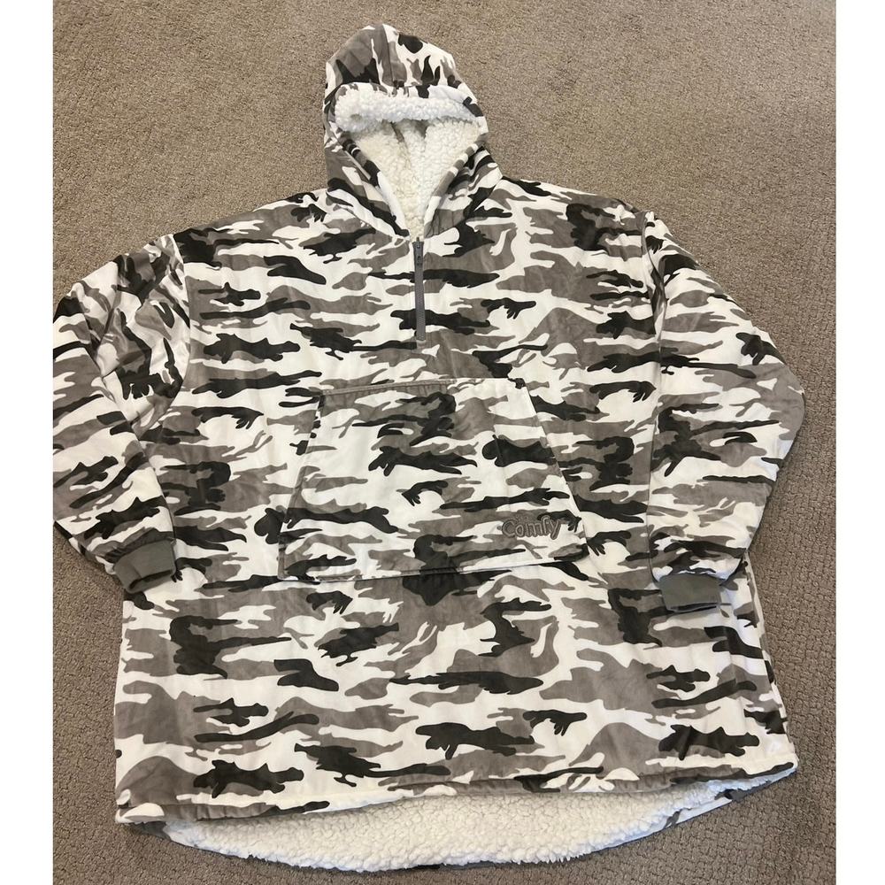 The Comfy Quarter Zip Hoodie Snow Camo Adult